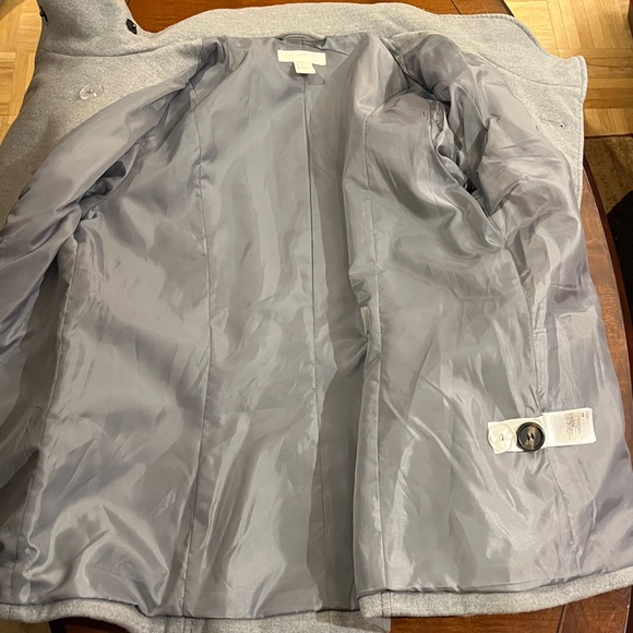 H&M double-breasted peacoat. Convertible collar. Decorative stitching. Grey. 12 - Picture 10 of 14